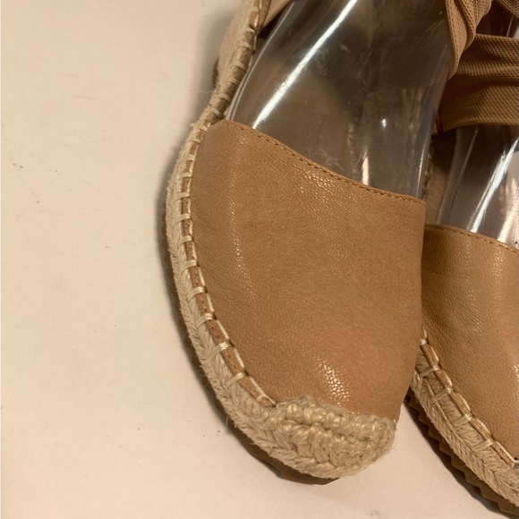 Eileen Fisher Cream Leather Ankle Fabric Strap Espadrille Wedges size 6 - Picture 13 of 16